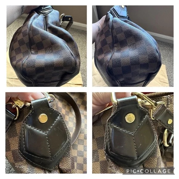 Authentic Louis Vuitton Damier Ebene Evora MM Adjustable Handbag Tote RETIRED - Picture 9 of 16